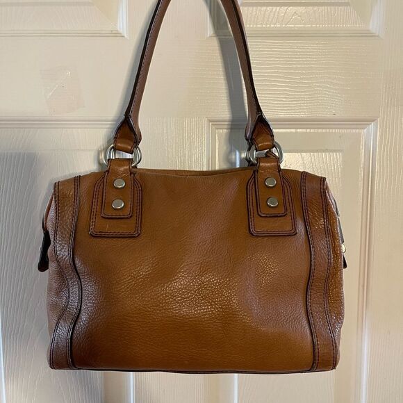 Fossil Marlow Brown Leather satchel faded gold tone hardwares and accent. - Picture 5 of 16